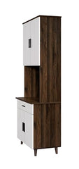 DeckUp Haven Kitchen Cabinet (Walnut & White, Matte Finish)