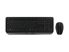 Cherry GENTIX Desktop, Wireless Keyboard & Mouse Combo, 2.4 GHz Connection, Integrated Wrist Rest, Symmetrical Mouse, Battery-Powered, QWERTY, Black