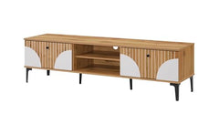 DeckUp Stella Engineered Wood TV Unit (Wotan Oak & White, Matte Finish)