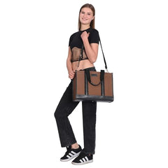 Womanix Canvas Laptop Tote Bag,14 inch Laptop Bag, Black Shoulder Bag, Casual Briefcase, Tote Bag For Women, Travel, Office, College