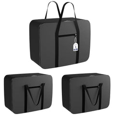 Kuber Industries Pack of 3 Storage Bag | Clothes Storage Bag | Rexine Underbed Storage Bag | Wardrobe Organizer for Blanket-Comforters | Foldable Attachi Bag | Black Patti | Large | Grey