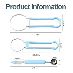 MOMISY Melon Baller Scoop Set, Professional 4 in 1 Stainless Steel Fruit Carving Tools Set,Fruit Scooper Seed Remover Watermelon Knife for Dig Pulp Separator (4 in 1 Scoop) (Sky Blue)