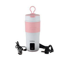 Elecmaa 2 in 1 Car Electric Kettle & Bottle 400ml, Pink | For office, car, home and travel, Ideal for Homes (220v) & Car, office 12-24V DC, 4 Temp & Digital Touch Ctrl