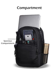 Wildcraft Power 3 Compartment Laptop Backpack (11886-Black) 2025, 24 Litres