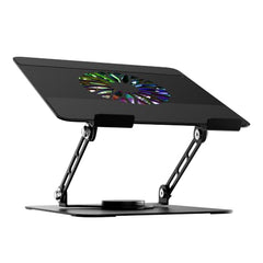 Zebronics NS5500 Rotatable Laptop Cooling Stand, Up to 17-Inch, 360° Rotation, Metal Body, USB Powered Cooling, LED Lights, 3 USB, 2 Type-C Ports, Multi-Angle, Foldable, 5kg Capacity,Anti Rust (Black)
