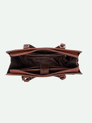 ZOUK Office Essential Bag | Jute | Vegan Leather Handcrafted Tote Bag With Double Handle Shoulder Strap | Bristel