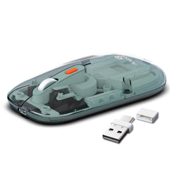 Amkette Epic TP Advanced Transparent Wireless Mouse/Bluetooth Mouse Rechargeable, USB-A+USB-C Nano Receiver, 3200DPI, Type-C Charging, 3 Device Connectivity for Laptop, PC, MacBook, Tablet & More