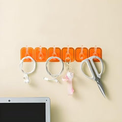 JIALTO 1 Pcs Wall Hanger Hooks | Strong Self Adhesive Magic Sticker Hook for Clothes, Towels & Accessories | 6 Hook Strip for Home, Bathroom & Kitchen - Transparent