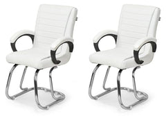 RATISON Special Director Principal Manager Office Visitor with arm Rest with Double Pipe Frame and Cushioned seat Back (2, Black, Double Pipe Frame)
