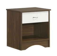 DeckUp Plank Bei Engineered Wood Bed Side Table and End Table (Walnut and White, Matte Finish)