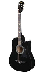 Juârez Acoustic Guitar Kit, JRZ38C/BK 38 Inch Cutaway, 038C with Bag, Strings, Pick and Strap, Black