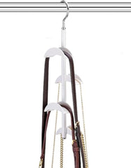 AUGEN Purse Hanger for Closet - 360° Rotating Handbag Hanging Hook Bag Storage Space Saver with 4 Hooks, Hanging Organizer for Scarf Handbag Belt (Pack of 1, Black)