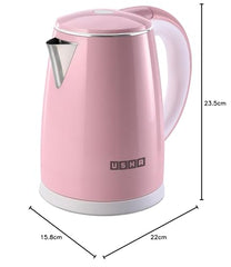 USHA Cool Touch Electric Kettle 1800 Watt|1.8 liter|Double Layered Cool Touch Outer Body|Safety with auto cut-off function|SS304 grade stainless steel inner body|Wider Mouth|2 years warranty (Pink)