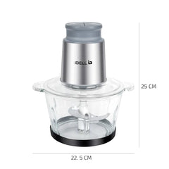 iBELL MT200GM Electric Food Chopper 700W with 2L Glass Bowl, Multi Purpose Chopper for Meat Vegetables Fruits Nuts & Herbs,2 Year Warranty