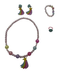SYGA Children's Girls Necklace Earring Ring Set Jewelry Pearl Necklace Bracelet Set For Kids, Girl, Gift, Party (Rainbow 5Pieces)