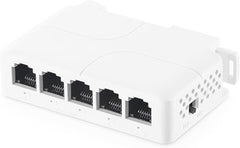 COOLCOLD 4 Port PoE Extender With 1 In 3 Out, Repeater Support IEEE802.3af/at, 100Mbps Ethernet Powered Passthrough Switch, Extend 100m(328ft), Wall and Din-Rail Mount (White)