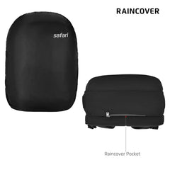 Safari Omega spacious/large laptop backpack with Raincover, college bag, travel bag for men and women, Black, 30 Litre
