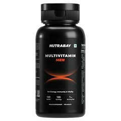 Nutrabay Active Multivitamin for Men with Zinc, Magnesium, Vitamin B,C,A,E – Enhances Energy, Immunity & Better Sleep– 120 Veg Capsules