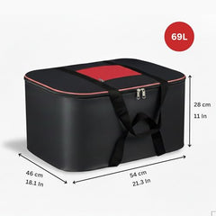 CluttrEase Large Underbed Storage Bags, Moisture-Proof Nylon Storage Bags With Zippered Closure & Handle for Clothes, Blankets, Bedsheets & Pillows (52 x 45 x 26 cm), Red & Black (4 Pack)