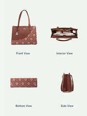 ZOUK Office Essential Bag | Jute | Vegan Leather Handcrafted Tote Bag With Double Handle Shoulder Strap | Bristel