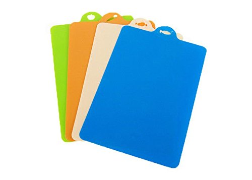 SYGA Set of 4 Kitchen Cutting Mat, Rectangle Flexible Chopping Board