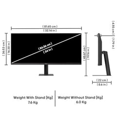 LG 34U511A 86.36cm (34 Inch) UltraWide WFHD (2560x1080) IPS Monitor, Anti-Glare, sRGB 99%(Typ.), Reader Mode, HDR10, 3-Side Virtually Borderless, HDMI, DP, HP Out, Tilt Adjustment Slim Stand (Black)