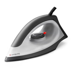 Longway Kwid Light Weight Non-Stick Teflon Coated Dry Iron, Electric Iron for Clothes | 2 Years Warranty (1100 Watt, Black)
