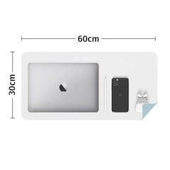 Bellblock Large Extended Reversible Desk Mat/Mouse Pad/Gaming Pad for Office/Home| Vegan Leather | Anti-Skid, Slip-Resistant, Splash-Proof | White & Sky Blue | 60x30cm