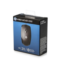 HP USB X500 Wired Optical Sensor Mouse 3 Buttons Windows 8 Supported, Black (E5C12AA)