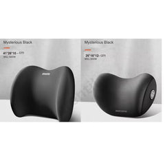 CRENTILA Car Neck and Back Cushion Memory Foam Lumbar Support Pillow for Office Chair and Car Seat, Comfortable Ergonomic Design for Neck and Back Rest, Black