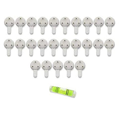 Art Street Hard Plastic 3-Pin Seamless Nail with 2 Spirit Leveler for Photo Frame Wall Picture Frame Hooks Hangers - Set of 25 (White)