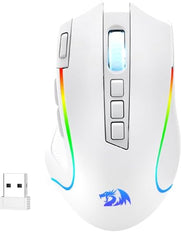 Redragon M612AK PRO RGB Gaming Mouse, 8000 DPI Wired/Wireless Optical Mouse with 9 Programmable Buttons & 7 Backlit Modes, BT & 2.4G Wireless, Software Supports DIY Keybinds Rapid Fire Button