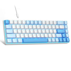MageGee Portable 60% Mechanical Gaming Keyboard, MK-Box LED Backlit Compact 68 Keys Mini Wired Office Keyboard with Blue Switch for Windows Laptop PC Mac - Blue/White