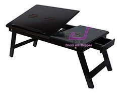 Dream Arts Shoppee Laptop Table Adjustable Foldable with one Drawer (Black)