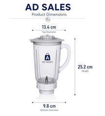 1.5 Litre Plastic Juicer Mixer Grinder Jar with Lid | Heavy Duty Transparent Blender Jar| pack of 1