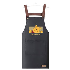 MOMISY Kitchen Apron with Front Pocket – Cute Cartoon Cooking Apron (Black)