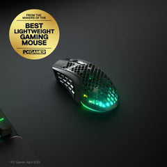 SteelSeries Aerox 3 Wireless Gen 2 - Ultralight 68g Gaming Mouse, 4K Polling, 26K DPI Optical Sensor, 200 Hours Battery Life, IP54, 80 Million Clicks, RGB, Pure PTFE Gliding Feet, Shadow