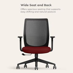 Interio by Godrej Curv Premium Mesh Wide Back Ergonomic Chair | Work from Home/Study Chair | 1-Year Warranty | Height Adjustable Chair | Heavy Duty PP Base | DIY Installation, Black