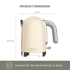 Tower Electric Kettle 1.7L Metal Body Auto Shut-Off 360° Base Blue | 1.7L capacity, 1350W rapid boil, full metal body, auto shut-off and boil-dry protection, 360-degree swivel power base