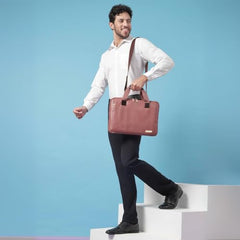 VISMIINTREND Laptop Leather Bag for Man | Coffee Brown