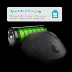 Rapoo MT760L Ergonomic MultiDevice Mouse, Rechargeable, Onboard Memory, Blk