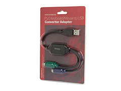 Monoprice PS/2 Keyboard/Mouse to USB Converter Adapter, Black (110934)