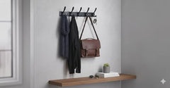 JAGGER JAG334 Wall Mounted Stainless Steel Wall Hooks for Hanging Cloth/Towel Hangers/Door Hangers/Hook Rail/Bthroom Hanger [ Combo Pack of 2 ] (Black, 6 PIN Hook)
