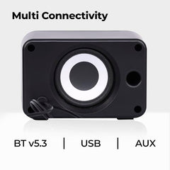 ZEBRONICS Pluto 1-2.1 Channel Desktop Speaker with 15 watts Output, Bluetooth 5.3, 3.5mm Jack Line Input, Inbuilt Volume Control, USB Powered, RGB Lights