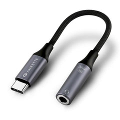 Amkette Type C to 3.5mm Audio Jack Connector | DAC Chipset | Kevlar Braided Cable | Compatible with iPhone 16,15 Series & Other Type C Phones | Premium Aluminum Build | Plug & Play Compatibility