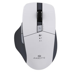 Amkette Hush Pro Epic M Rechargeable Wireless Mouse, Bluetooth Mouse | 3 Device Connectivity (2xBT&2.4G) with Top Mounted Device Switch Button, Silent Switches, Ergonomic Design, Upto 3200 DPI, Black