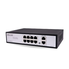 dr.com® 10 Port PoE Switch with 8 PoE Ports and 2 Gigabit Uplink Ports 10/100/1000 Mbps 120W Power IEEE 802.3af/at for CCTV IP Camera Network Switch Plug and Play Metal Body Black