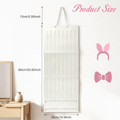 HASTHIP Hair Clip Organizer, 3-Layer Wall Hanging, Large Capacity, Pink