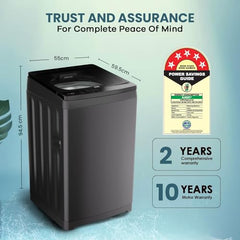 Haier 8 Kg, In-Built Heater, Front Panel Design, NZP Technology, Oceanus Wave Drum, Fully Automatic Top Load Washing Machine (ETL80-HC5S8 | Dark Jade Silver)