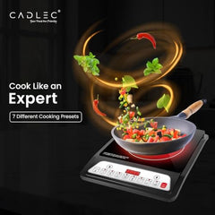 CADLEC CookMate_5 2000W Induction Cooktop for Home & Kitchen | Quick & Efficient Cooking, 7 Cooking Modes, LED Display, Auto Shut-Off & Overheat Protection | BIS Approved, 2-Year Warranty | Black